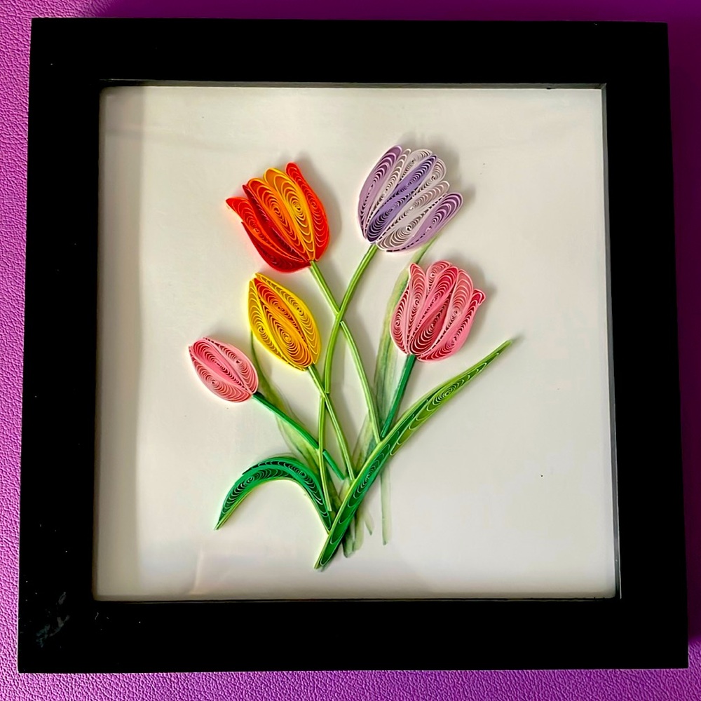 Framed Tulip 3D Quilled Artwork